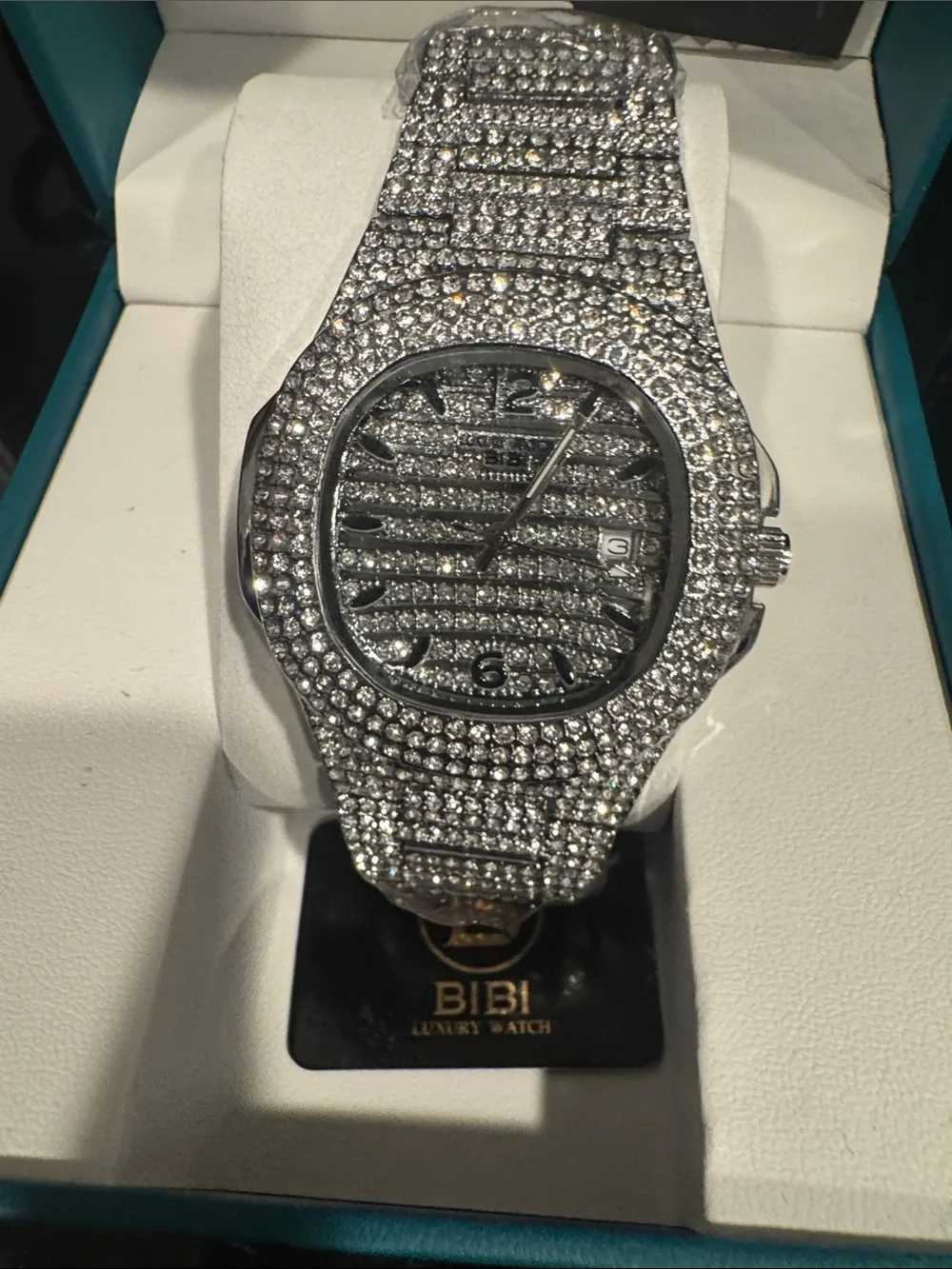 BiBi Silver Crystal Pavé Stainless Steel Watch